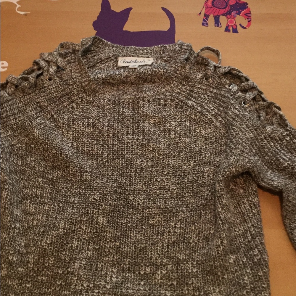 Grey Sweater with Holes on the side