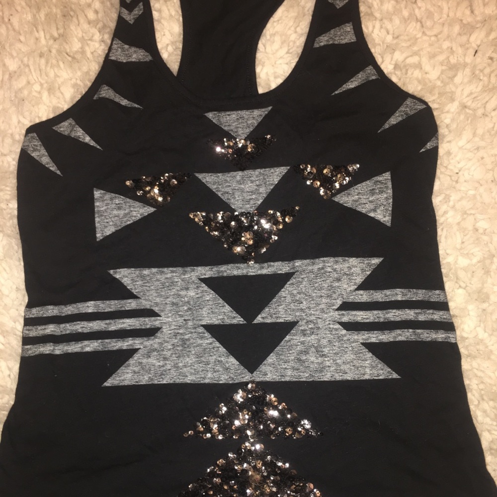Sparkly Tribal Print Express Tank Top