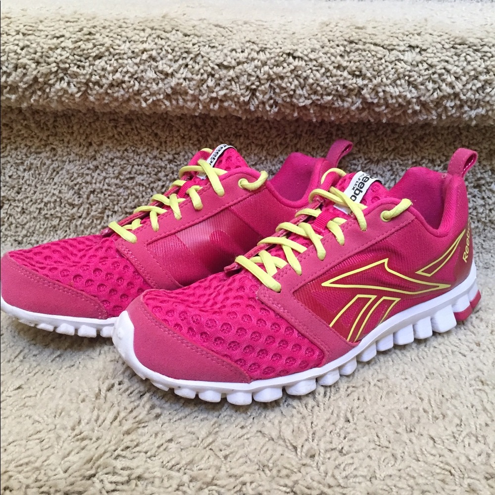 Rebook pink/yellow running shoes sneakers