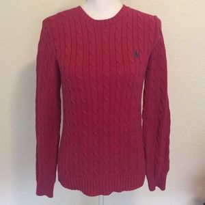 Ralph Lauren Women's Cable Pink Knit Sweater