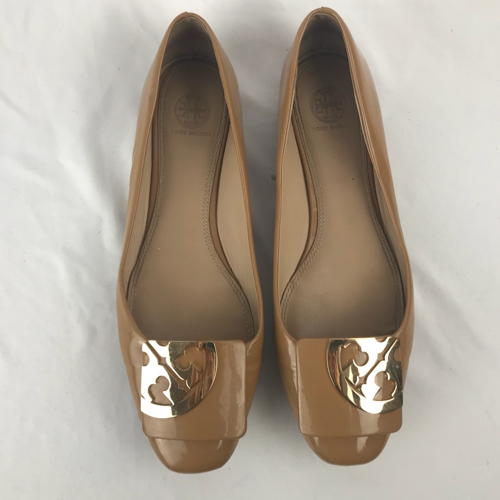 Tory Burch Square Toe Logo Flat