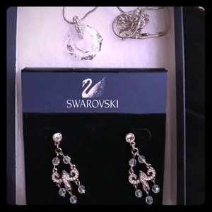 Swarovski dangling earrings and necklace.