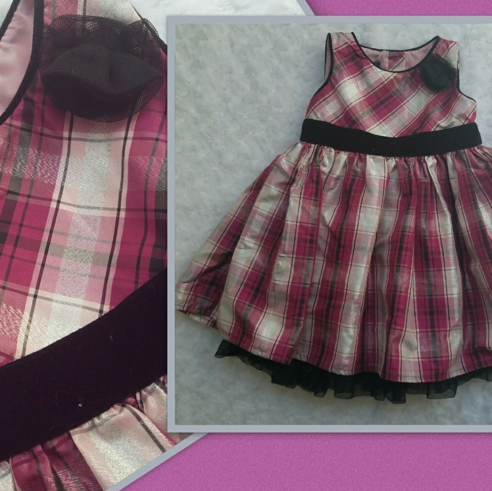 Purple, white, silver and black infant gown