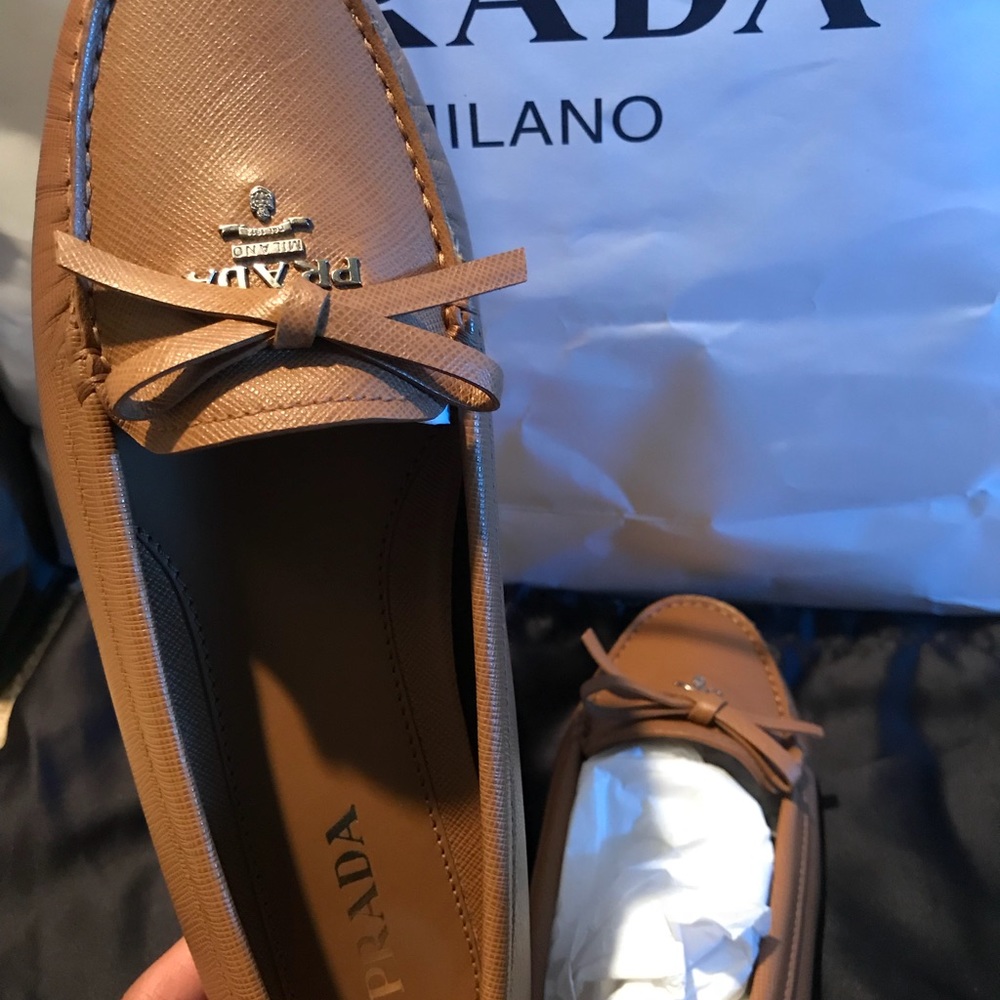 authentic Prada leather loafers