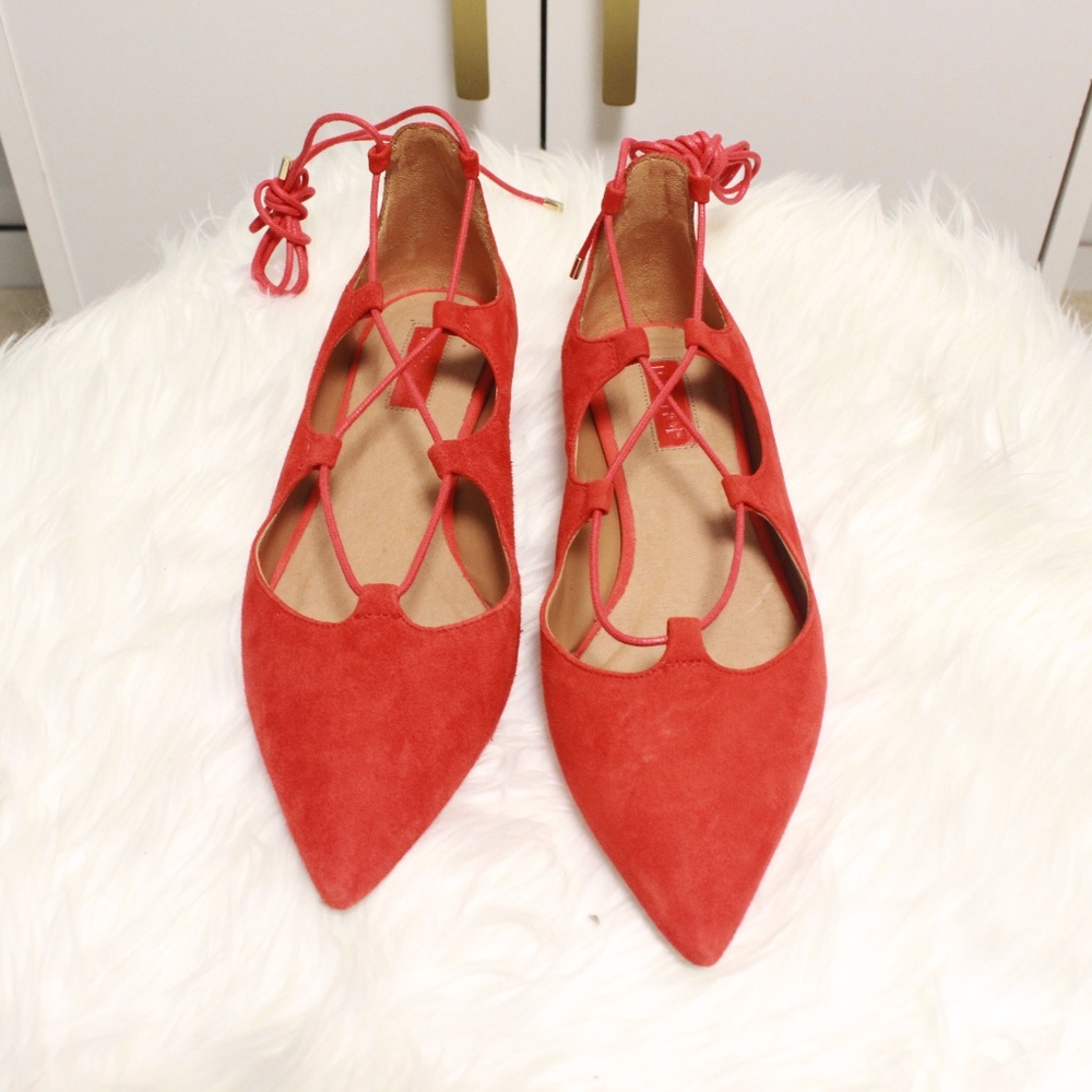 TOPSHOP Kingdom Ghillie Flats size 6 1/2 (red)