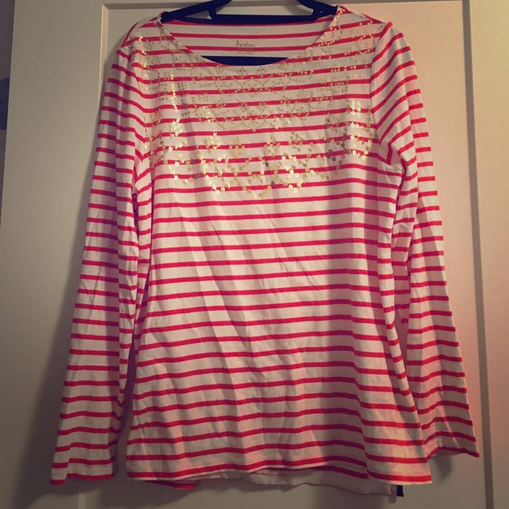 Boden Striped Holiday Top - Size 12