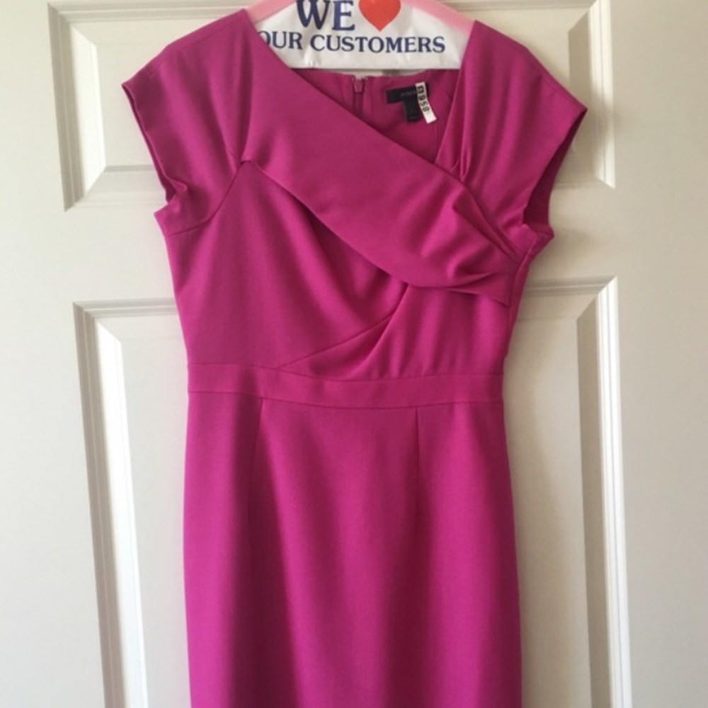 J Crew Origami Wool Crepe Dress in Pink