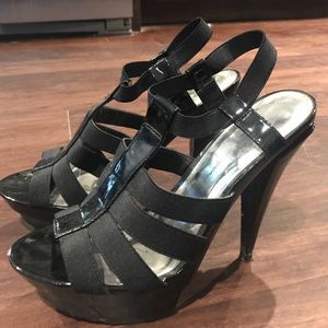 Strappey black heels