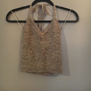 Cream knit crop top