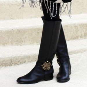 Tory Burch Black Leather Riding Boots