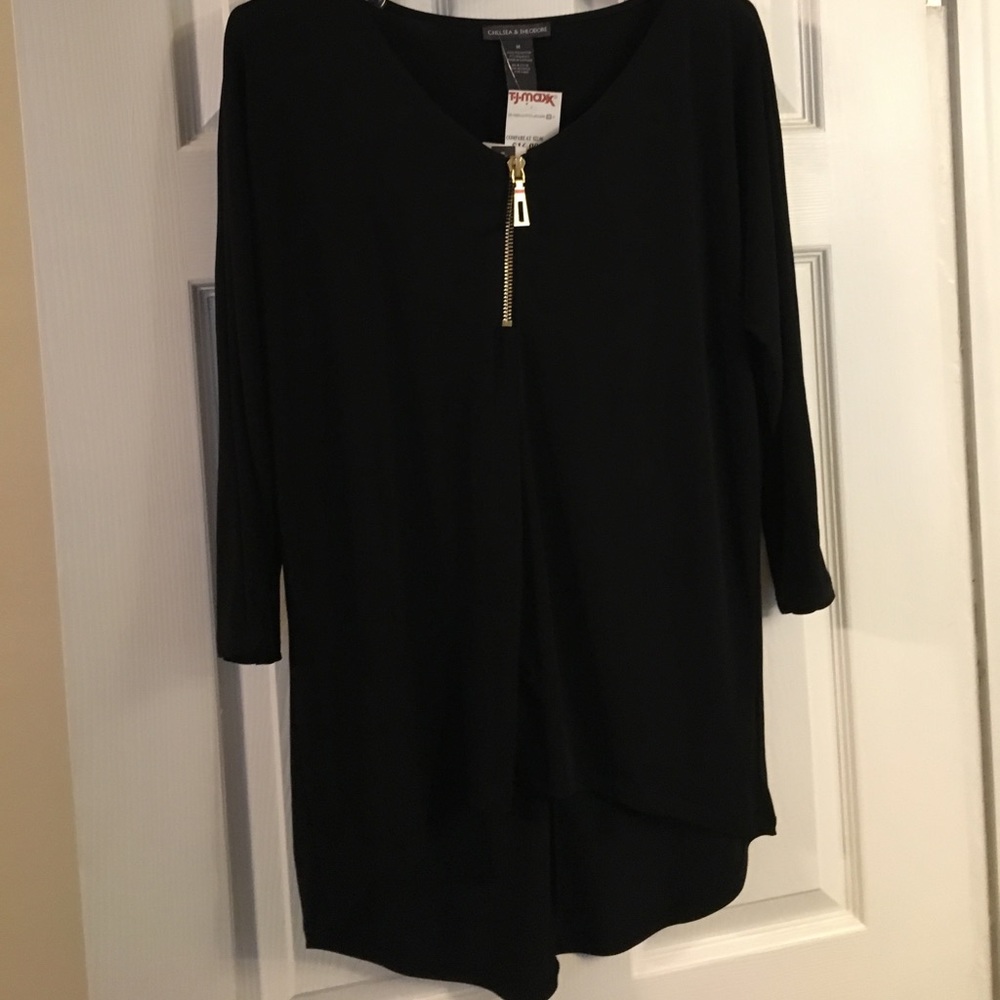 Black shirt with gold zipper