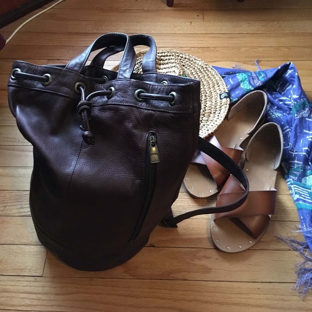 Brown Leather Sling Purse Bag