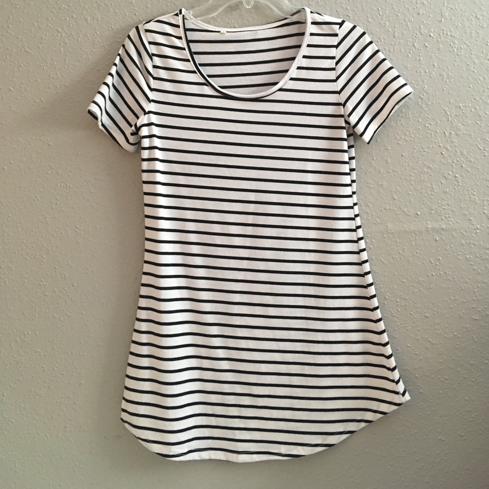 Black and White Striped Shirt Dress