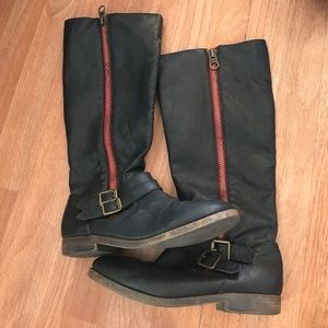 Black under the knee boots