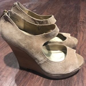 Tan suede wedges