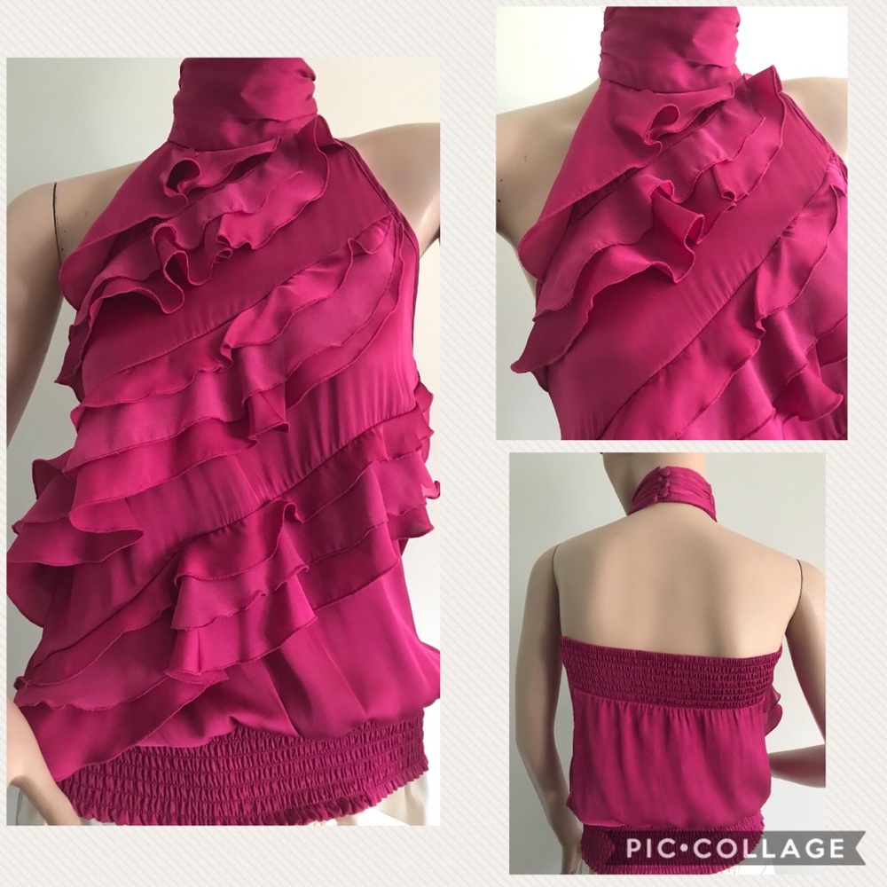 Bebe Fuchsia Ruffle Halter Top - Picture 5 of 5