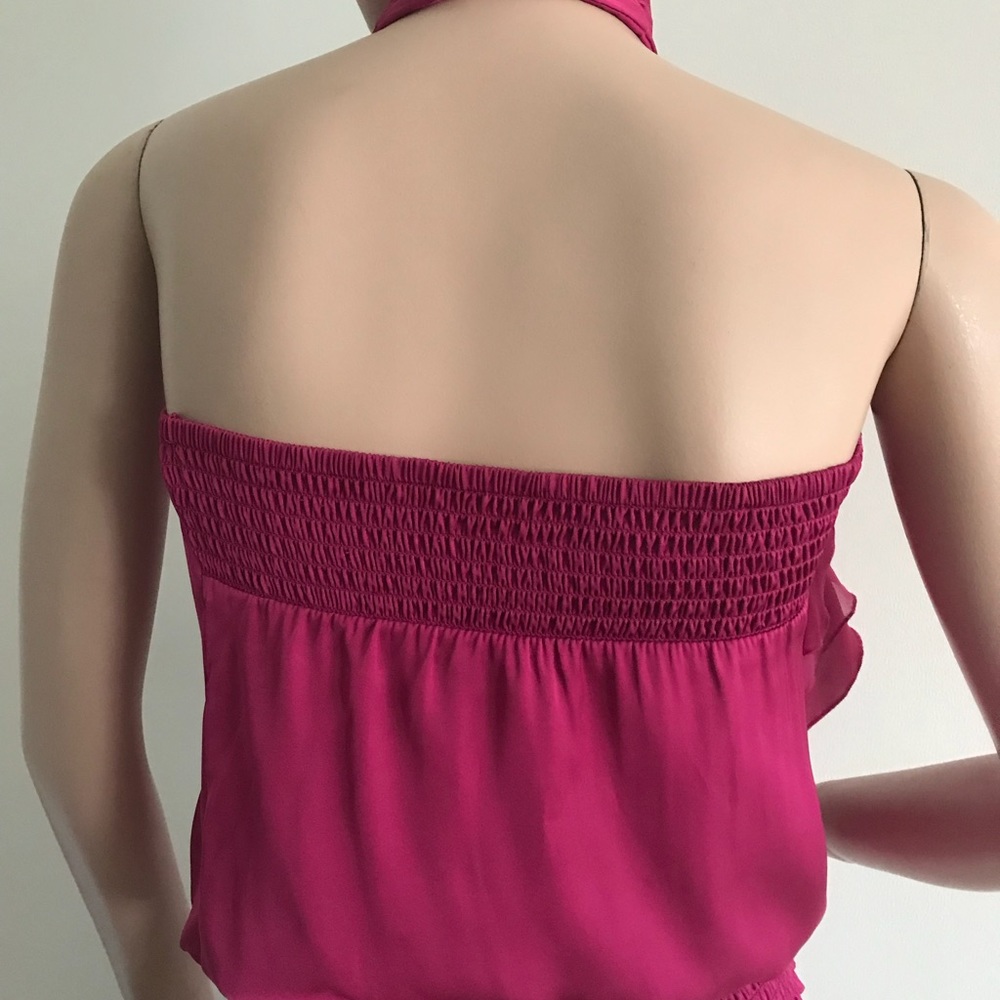 Bebe Fuchsia Ruffle Halter Top - Picture 3 of 5