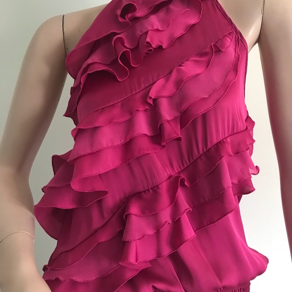 Bebe Fuchsia Ruffle Halter Top - Picture 2 of 4