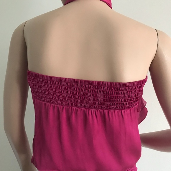 Bebe Fuchsia Ruffle Halter Top - Picture 3 of 4