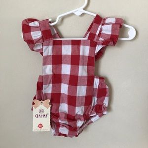 🆕Baby girl red checkered romper, NWT