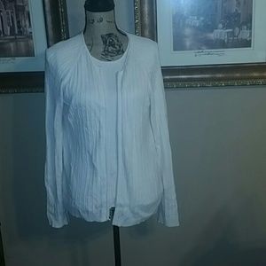 Liz Claiborne cream zipped sweater set with vest.
