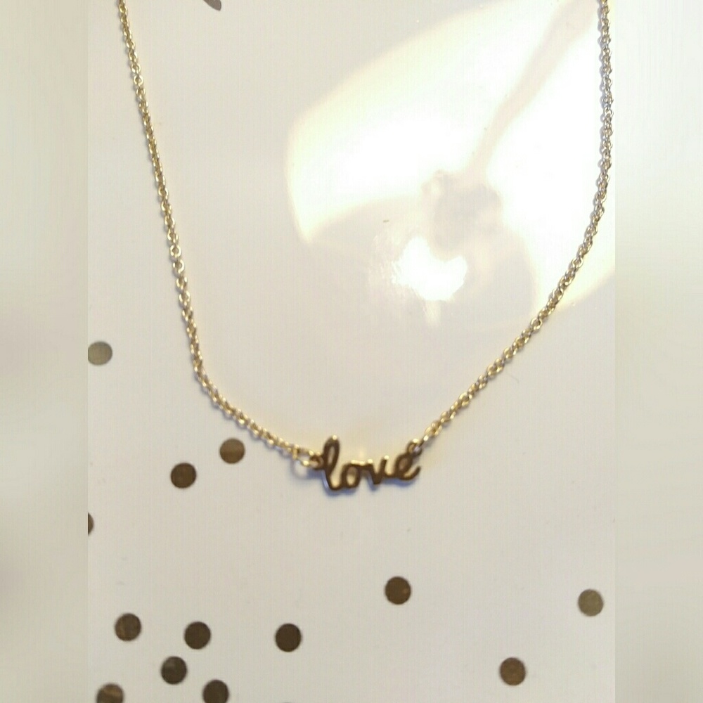 Kris Nations gold plated Love script necklace