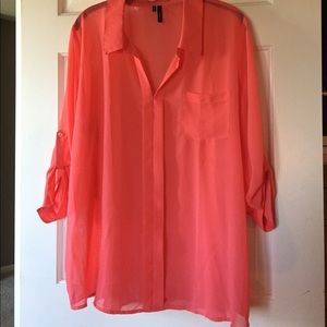 Sheer coral blouse