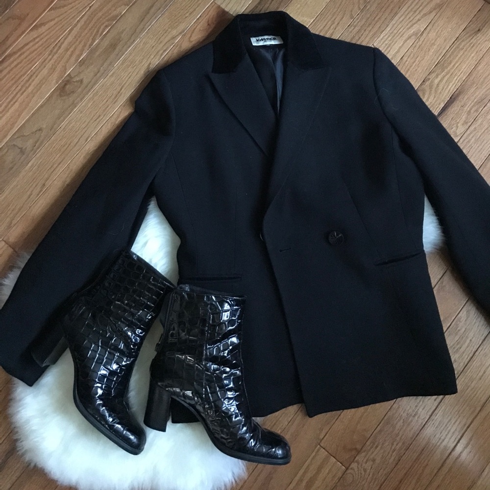 Black Suede Collared Blazer
