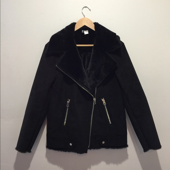 H&M Jackets & Blazers - H&M shearling moto jacket coat