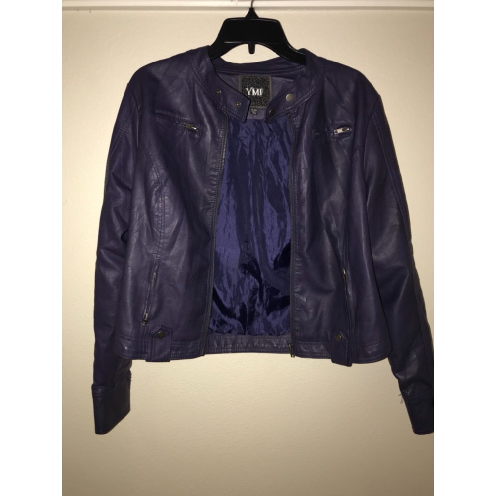 YMI Faux Leather Jacket - Deep purple