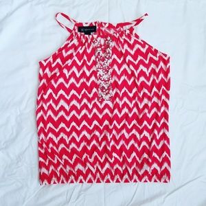 INC Red & White Sequined Tank Top