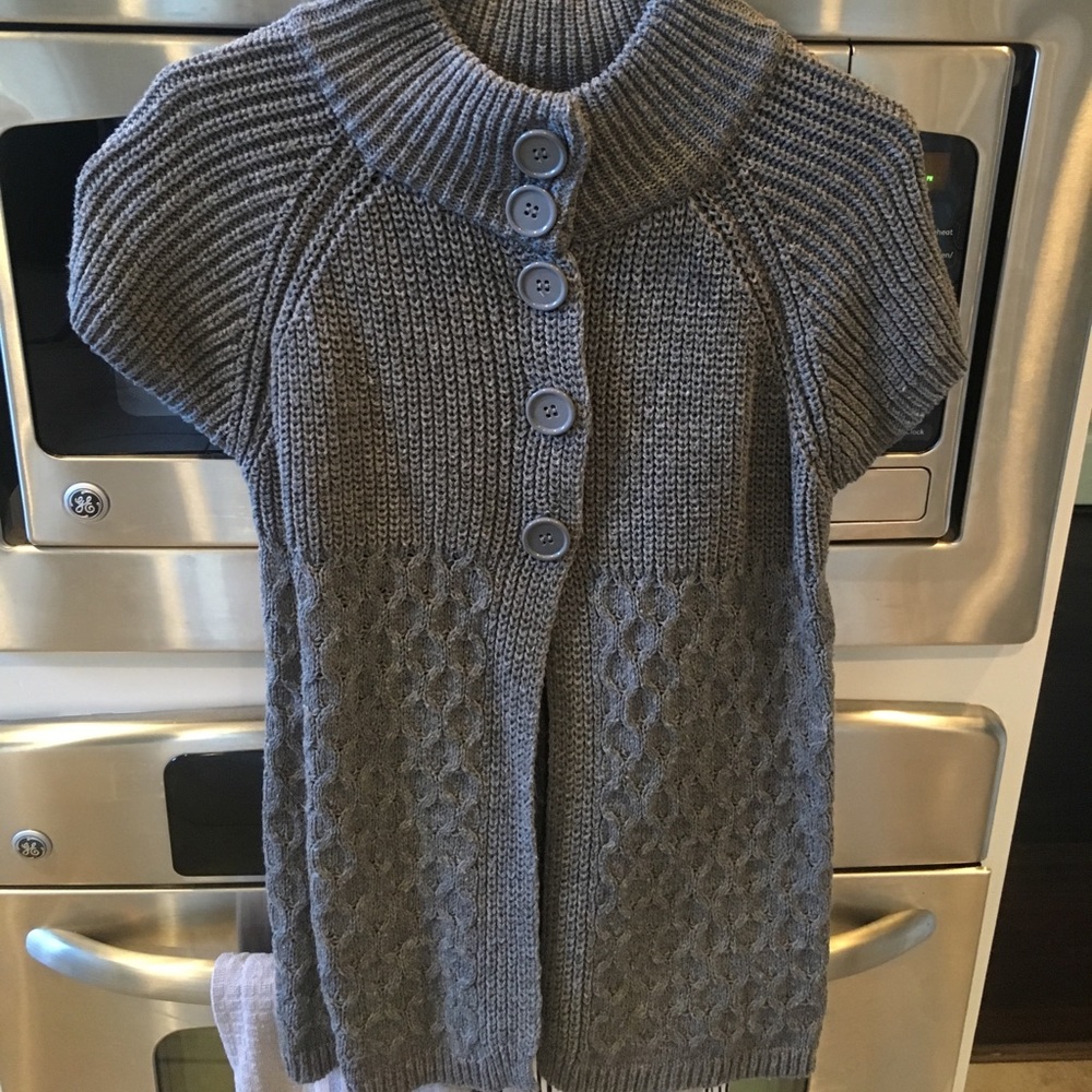 Grey Oversized Button Cardigan