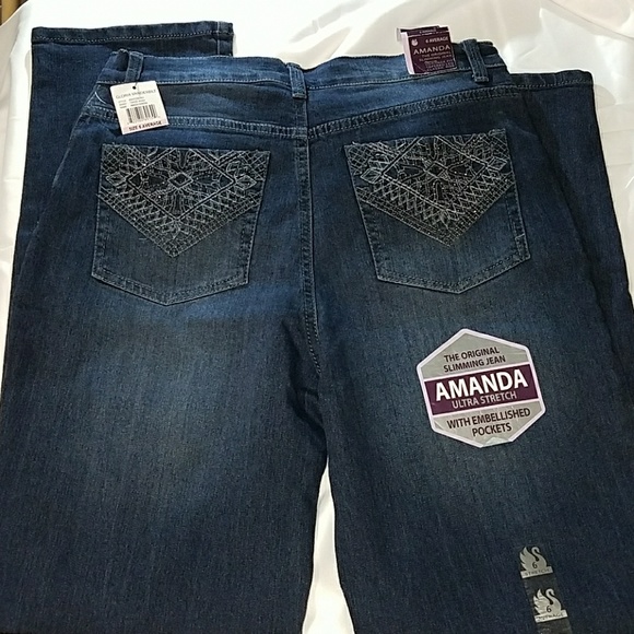 Women/'s Gloria Vanderbilt Embellished Slimming Amanda Jeans Black Size 6P
