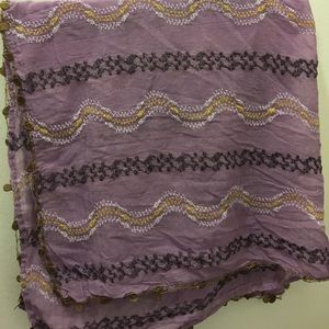 Purple embroidered square scarf