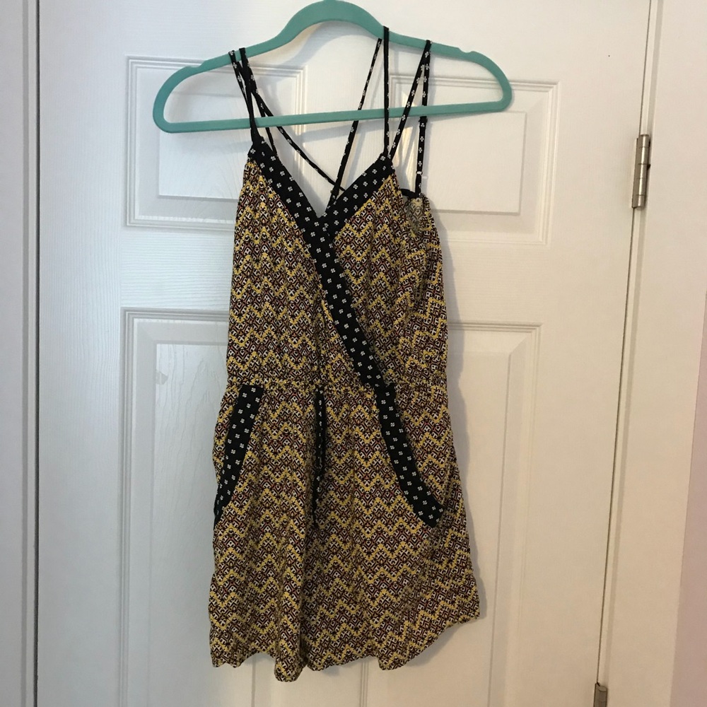 Yellow printed target romper