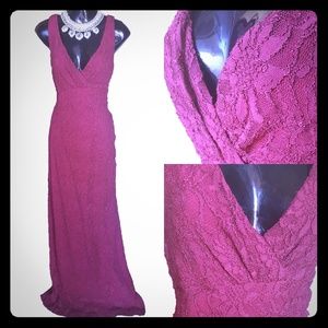 Ralph Lauren Evening Lace Gown/ Left Side Slit
