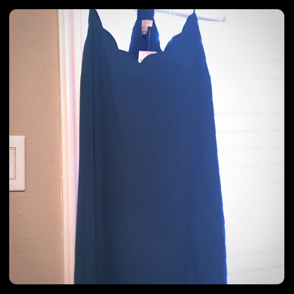 Blue-Green Scalloped J. Crew Dress