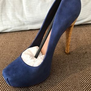 Schultz Blue Suede Bamboo Heels