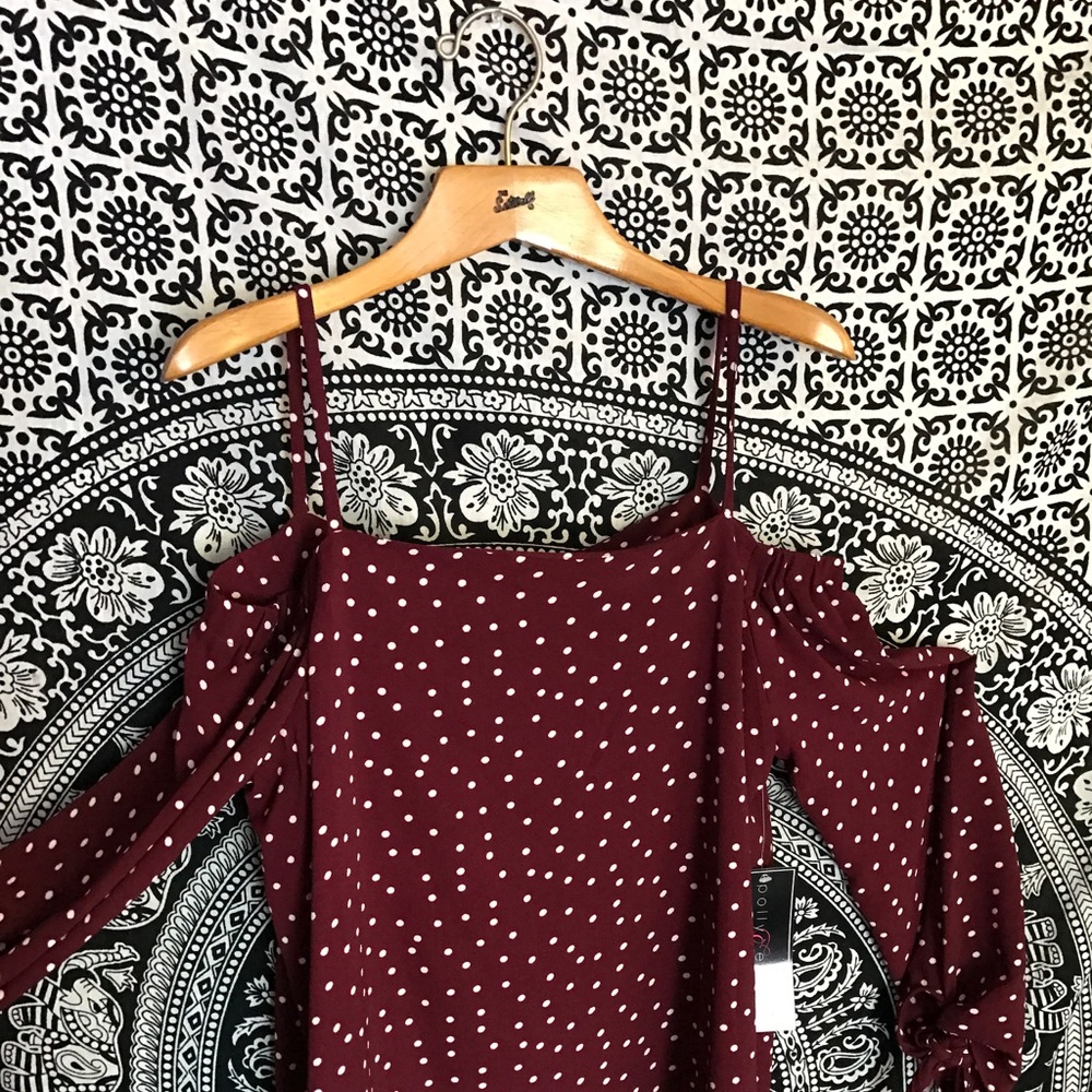 Cold Shoulder Polka Dot Top