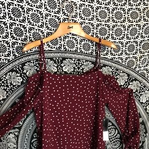 Cold Shoulder Polka Dot Top