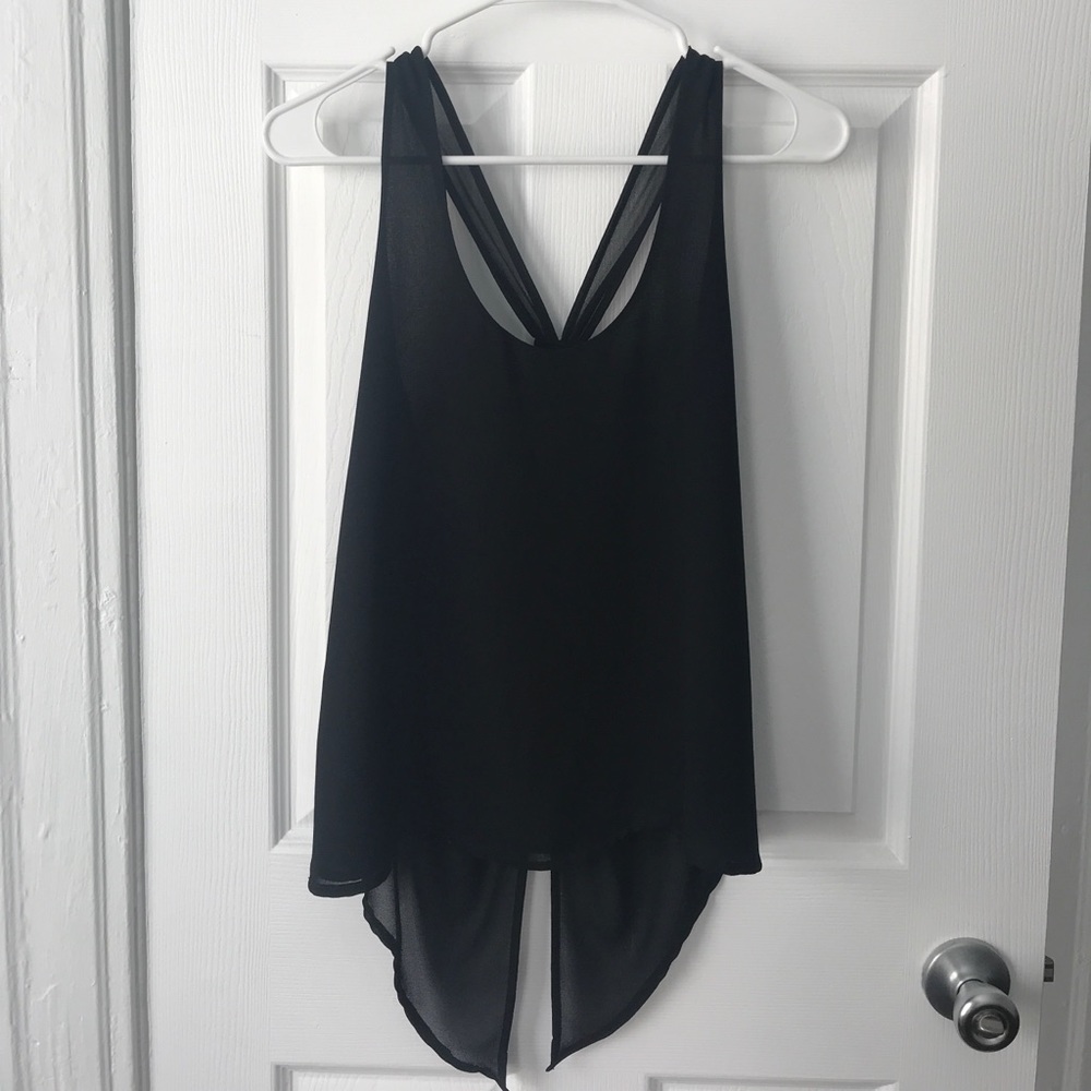 Flowy Black Open-back Tank Top