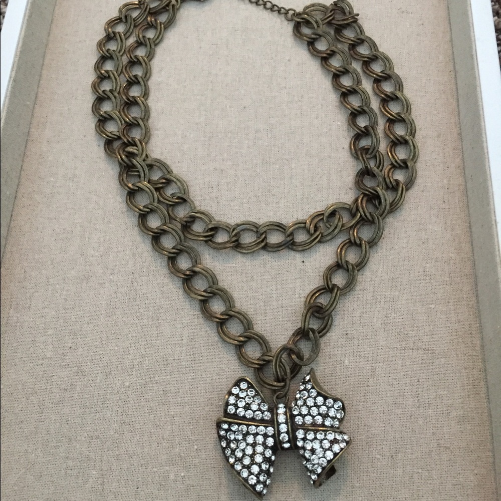 Cookie Lee bronze bow necklace
