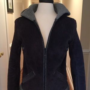 Guess Blue and Gray Genuine Leather Jacket