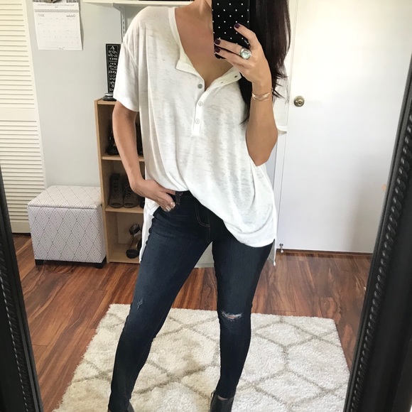 J Michele Boutique Tops - Last 1 • Bijou Boyfriend Tee - White