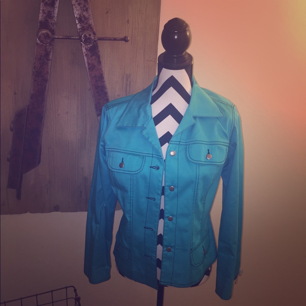 Maggie London blue jacket
