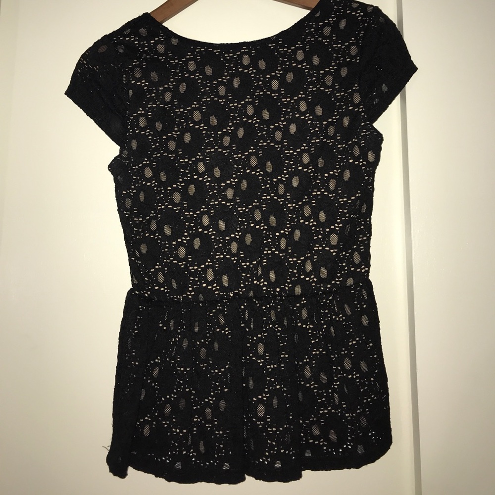 Francesca’s Black Lace Peplum Top