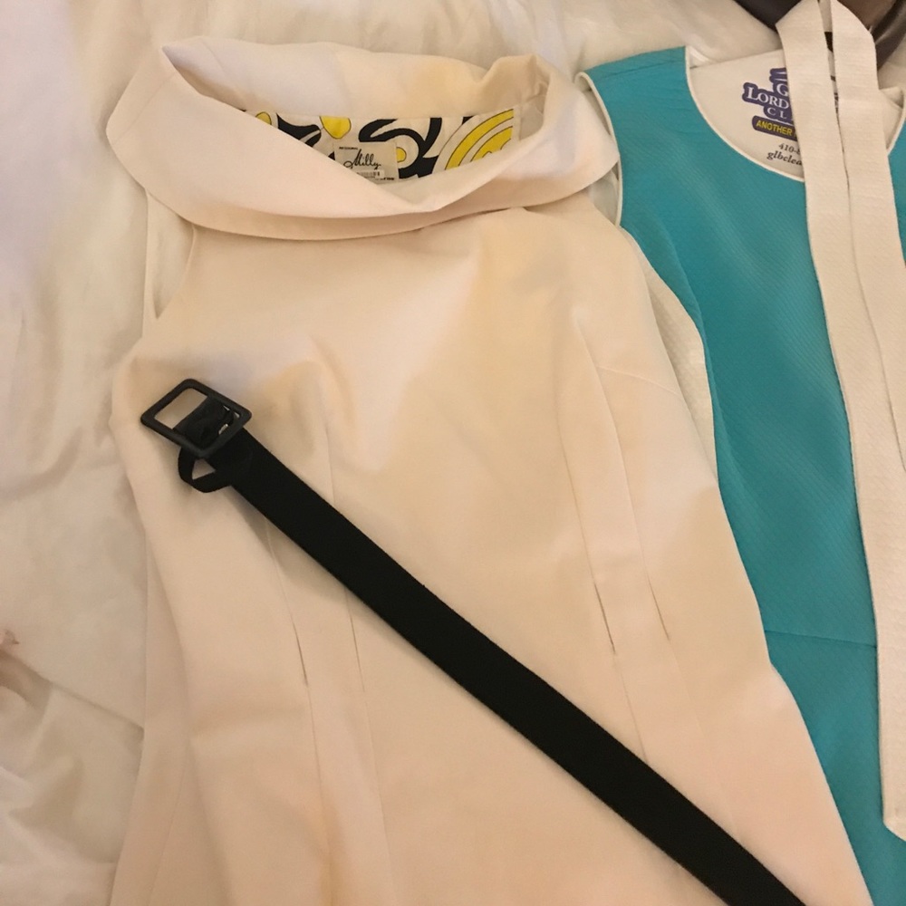 Milly sleeveless dress black patent leather belt