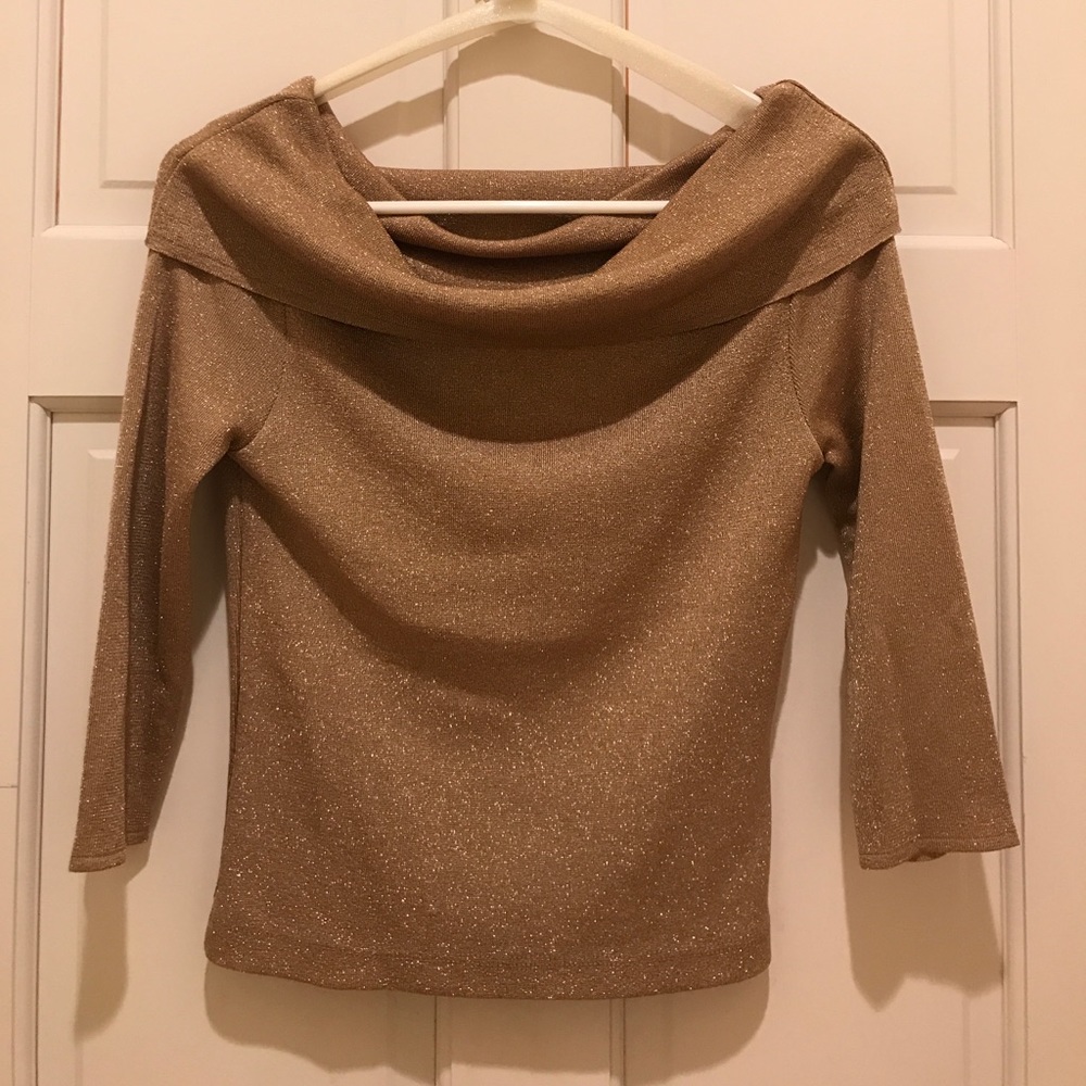 Shimmer knit off shoulder top