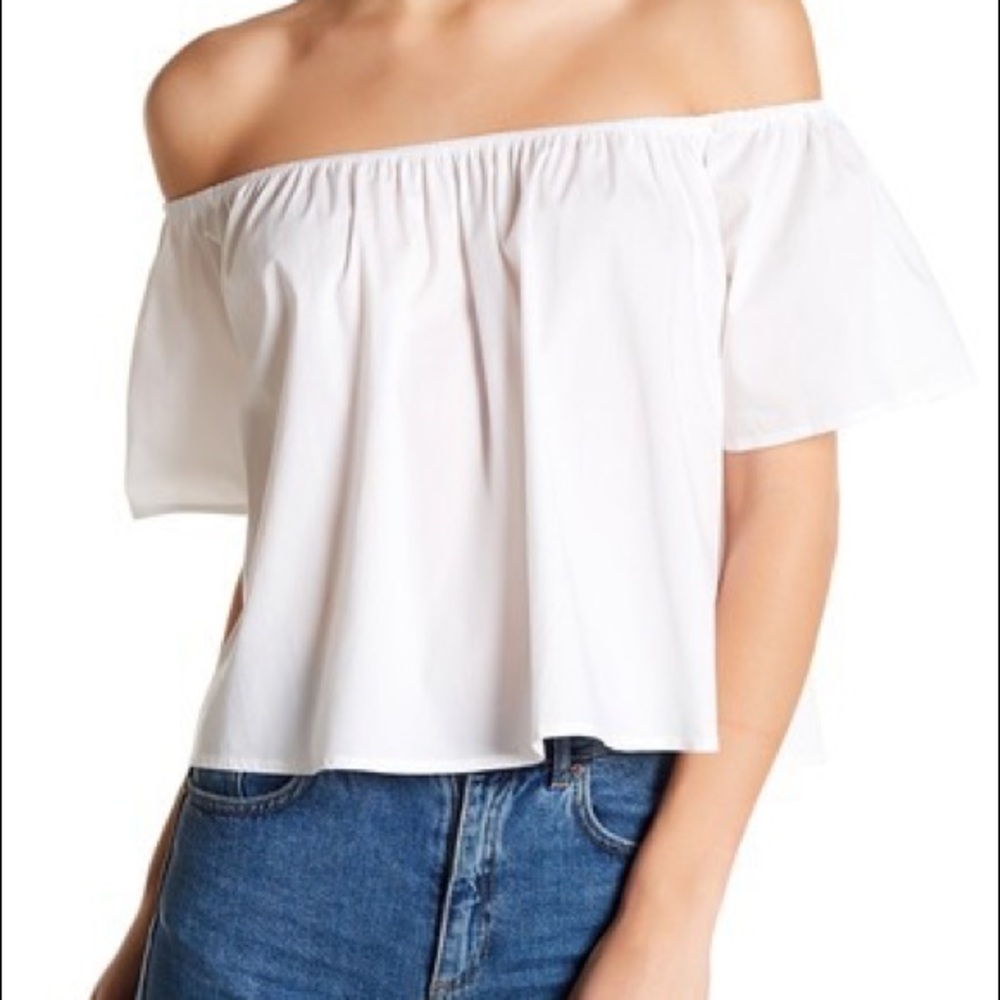 white flowy off the shoulder top