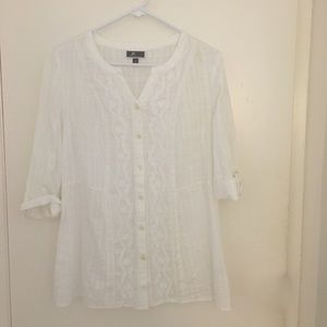 💕 White cotton embroidered tunic EUC!